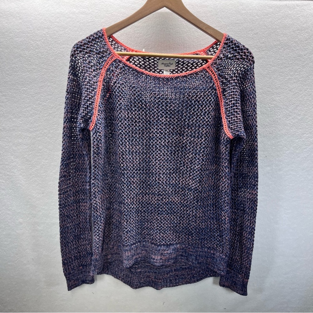 American Eagle Open Knit‎ Y2K sweater Long Sleeve Womens M Cute Chic 2788